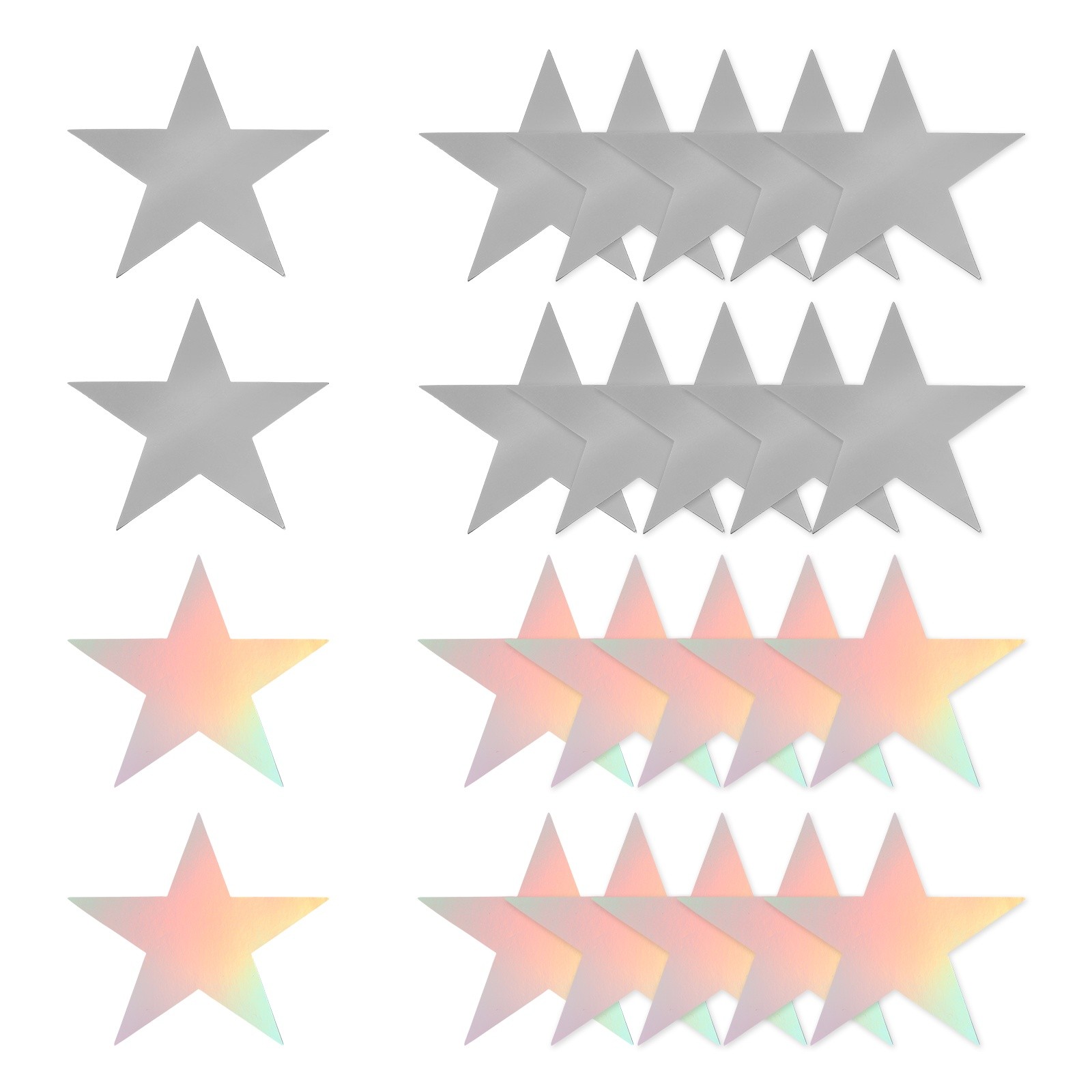 24 Pcs Stars Cutouts, 6 Inch Double Printed Paper Stars,Silver/Iridescent Silver gallery