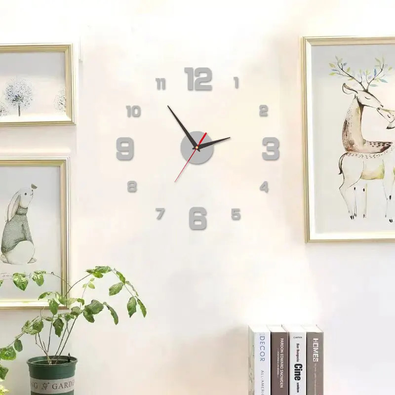 3D Frameless DIY Wall Clock Sticker Acrylic Silent Decor for Living Room gallery