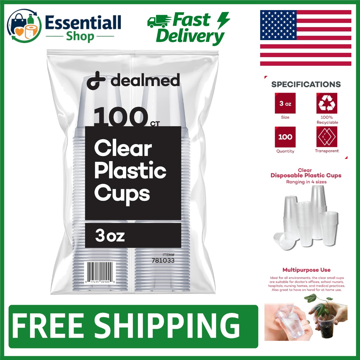 Convenient 3 oz Clear Disposable Cups - Ready-to-Use Eco-Friendly Pack of 100 gallery