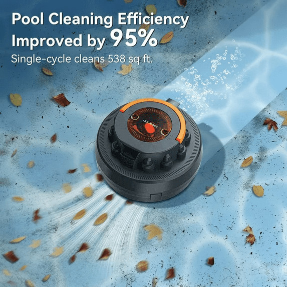 Poolease Cordless Robotic Pool Cleaner, 45W Dual-Motor, 95% Coverage, 2L Debris gallery