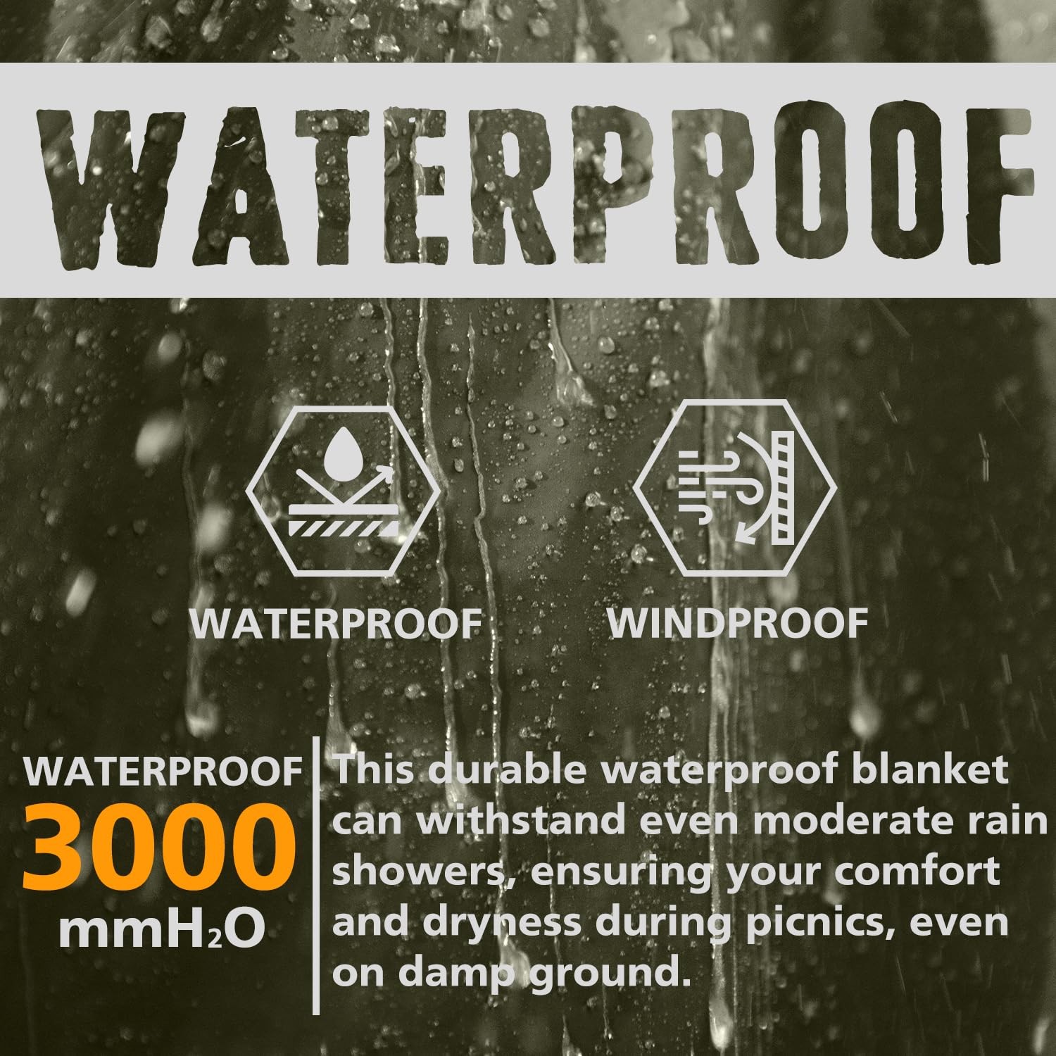 Waterproof Outdoor Blanket with Merino Wool, Extra Thick Warm, Windproof, Pac... gallery