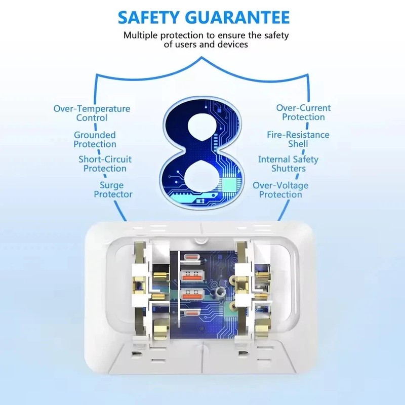 6 Outlet Extender Surge Protector Multi Plug Wall Adapter USB Charger Ports with gallery