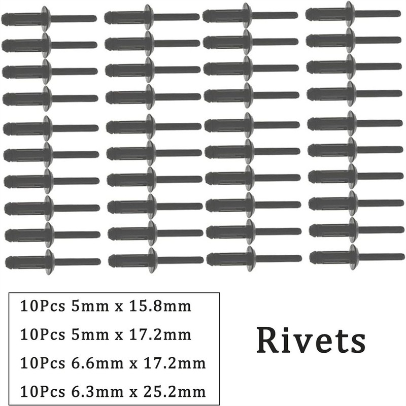 W/ 40 Poly Rivets 41 Pcs Assorted Plastic Riveter Rivet Gun Quick Set Hand Tool gallery