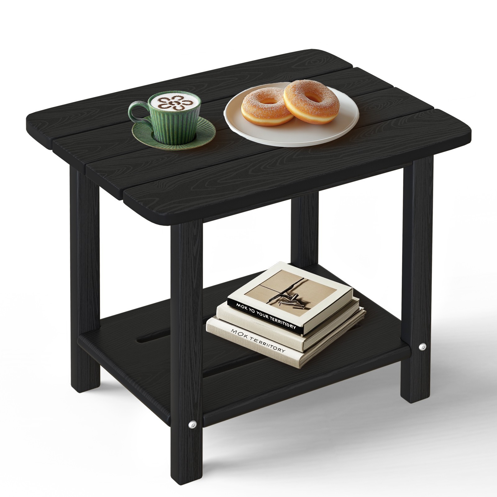 HDPE 2-Tier Outdoor Side Table Patio End Table Weather Resistant gallery