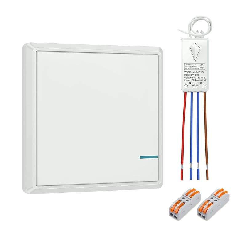 Wireless Light Switch and Receiver Kit, Waterproof, Outdoor 1969ft Indoor 13... gallery