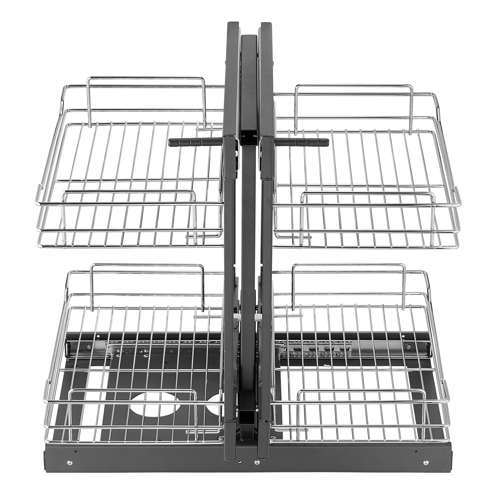 2 Tier 4 Shelf Blind Corner Pull Out Organizer Chrome Kitchen Cabinet Basket gallery