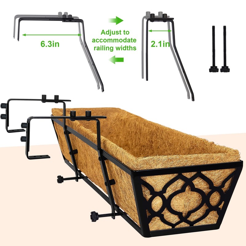 Adjustable 30Inch Deck Railing Planter Box 2Pack for Outdoor Plants gallery