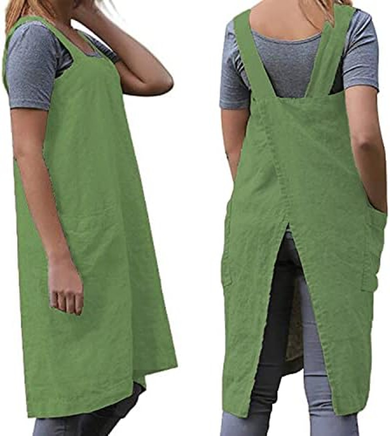 Women's Practical Cross Back Pinafore Apron with Large Pockets Home Kitchen,Rest gallery