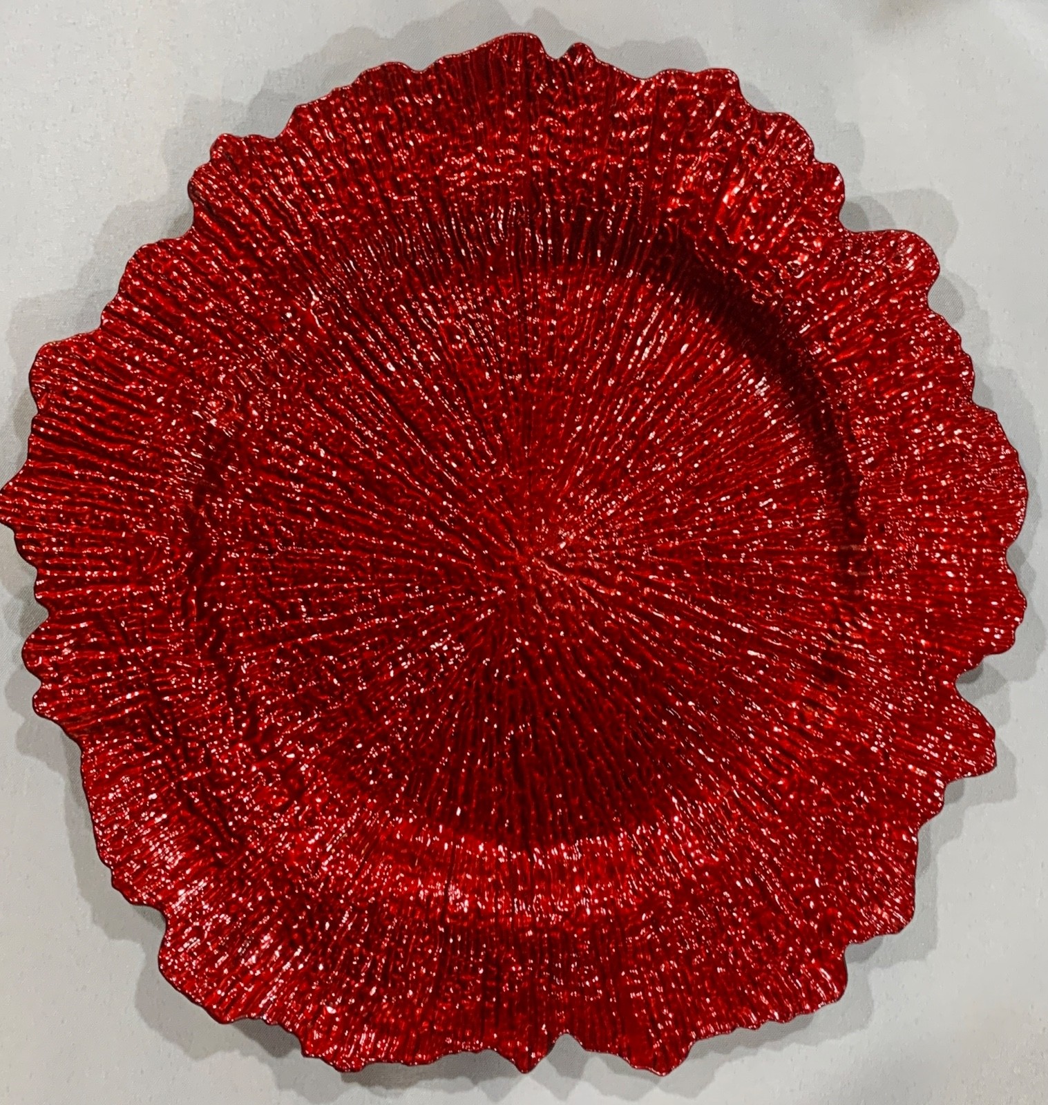 Acrylic Plate Chargers- RED REEF Pattern durable 4th of July~ 13” 8 In Set❤️ gallery