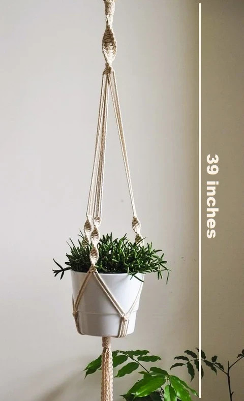 Macrame Plant Hanger – Handmade Cotton Rope Hanging Planter Holder for Outdoor gallery