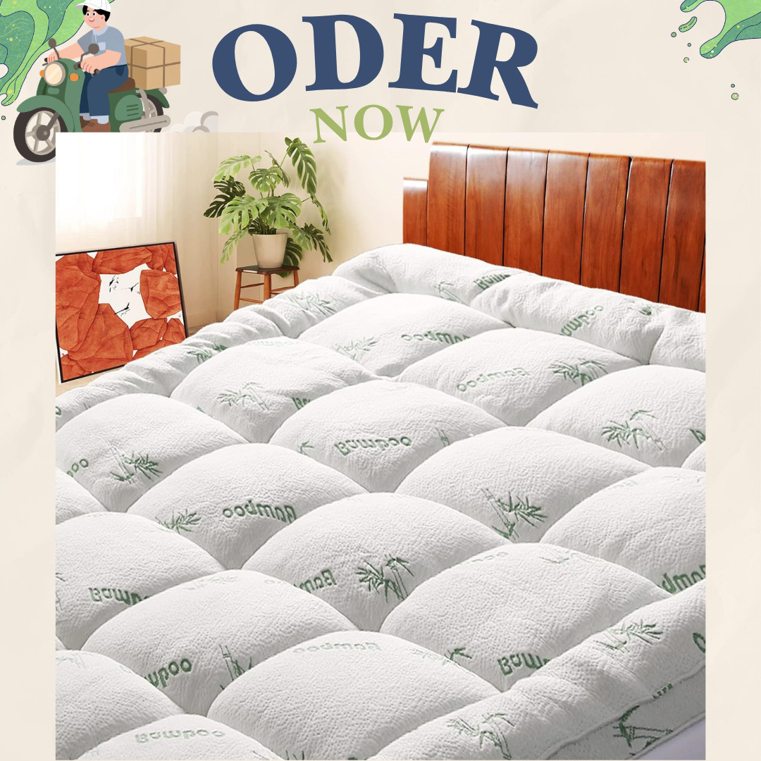 NEW Short Queen RV Mattress Topper Bamboo Cooling Quilted Deep Pocket 1000 GSM gallery