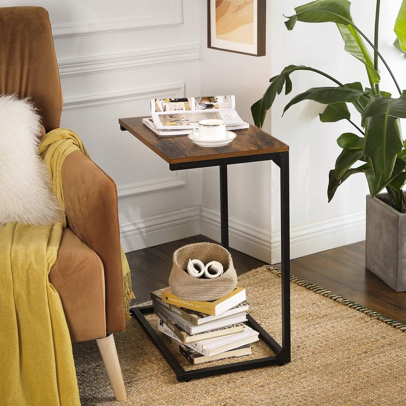 Rustic Brown/Black C Shape End Side Table 13.8x21.7x26 Inch ULNT52BX Couch gallery
