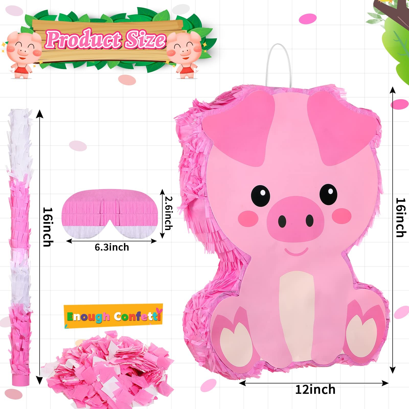 Sratte Piata Bundle A Blindfold And Bat 16 X 12 X 3 Inches Cute Animal Piata gallery