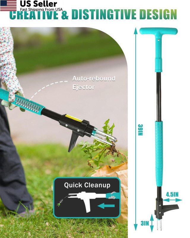Breeze Touch 39" Weed Pulling Tool, 3-Claw T-shaped Handle, Common Teal gallery