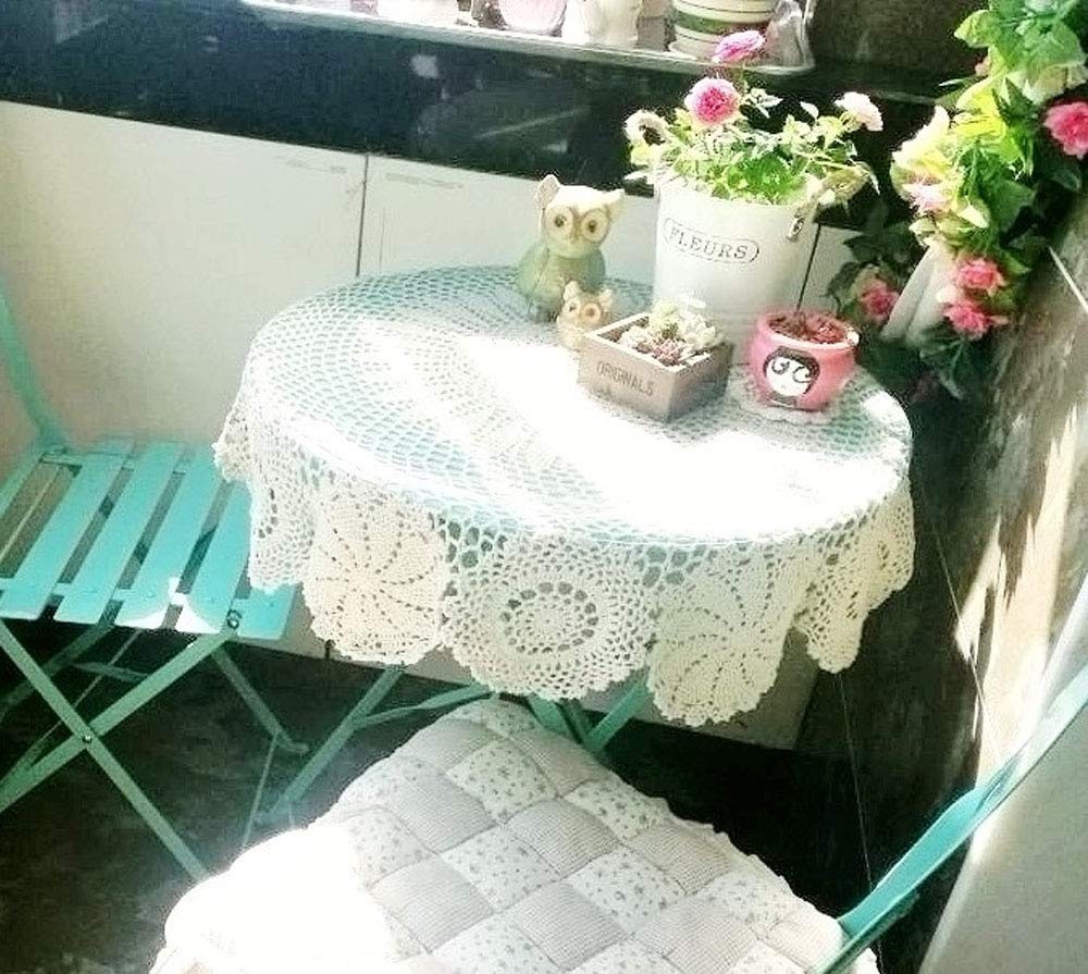 100% Cotton Handmade Crochet Round Tablecloth Doilies Lace Table Covers,White... gallery
