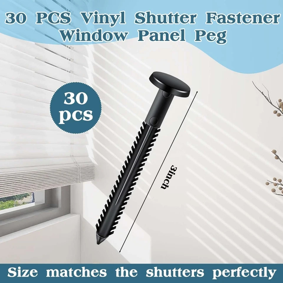 30Pcs 3 Inch Vinyl Shutter Fasteners, Black Window Shutter Panel Pegs Shutter... gallery