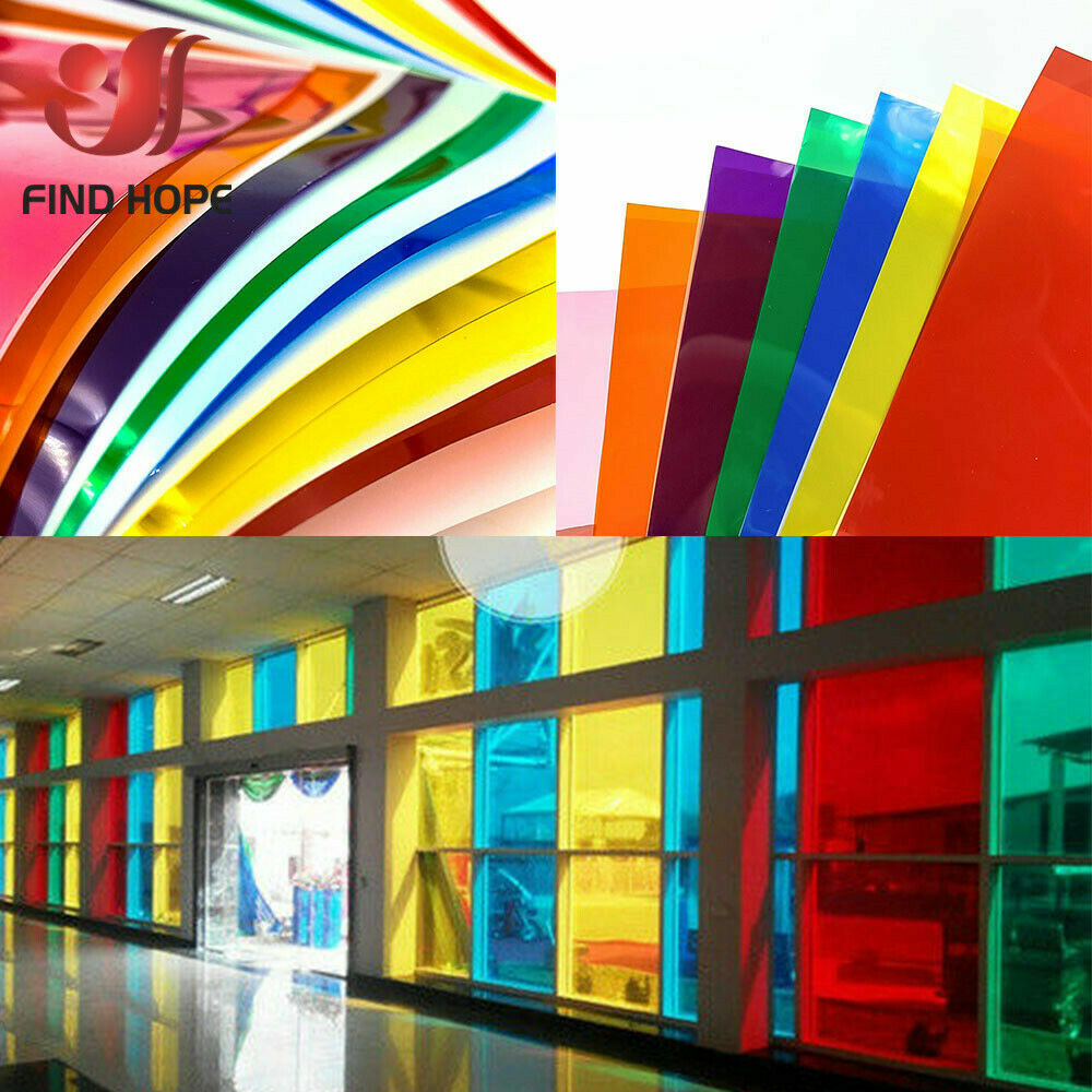 7pcs Pack MULTI COLOR TRANSPARENT WINDOW FILM STAINED GLASS SELF ADHESIVE VINYL