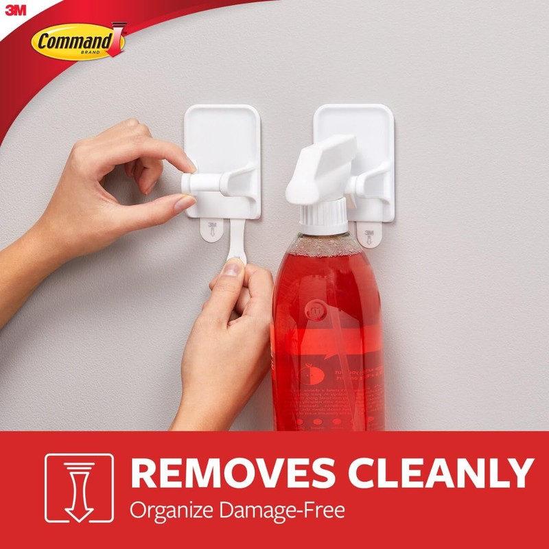 Command Spray Bottle Holder Set 2 White Hangers Damage Free Storage Solution gallery