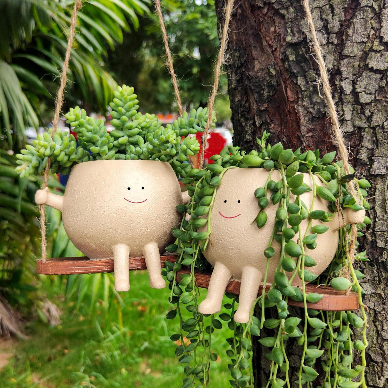 Cute Swing Planter Pot Hanging Succulent Flower Plants Pots Basket Garden Decor gallery