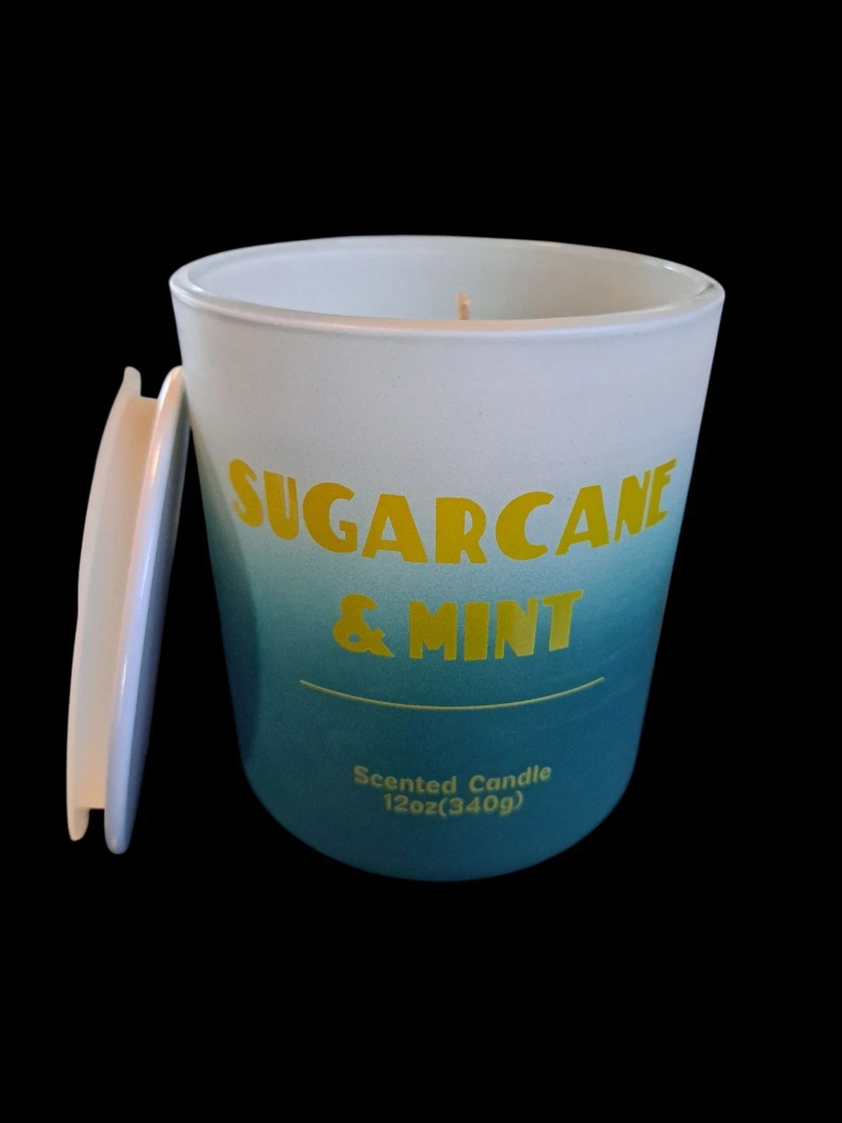 Room Essentials Sugarcane & Mint Frosted Ombre Jar Scented Candle 12 oz gallery