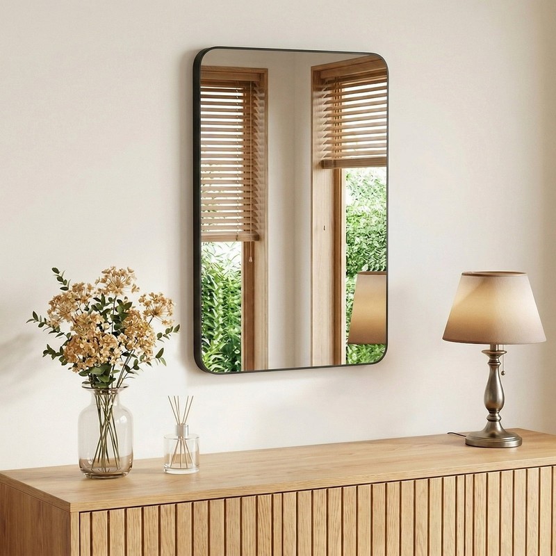 5 Size Choice Rectangular Bathroom Mirror w/Round Corner&Metal Frame,Wall Mirror gallery