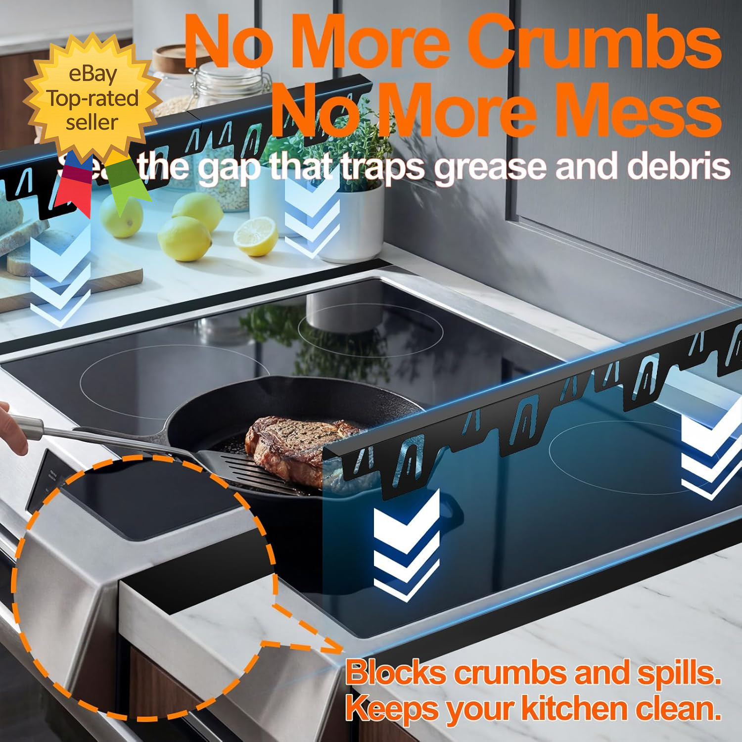 Stainless Steel Stove Gap Covers 2 Pack Counter Gap Filler Heat Resistant Strip gallery
