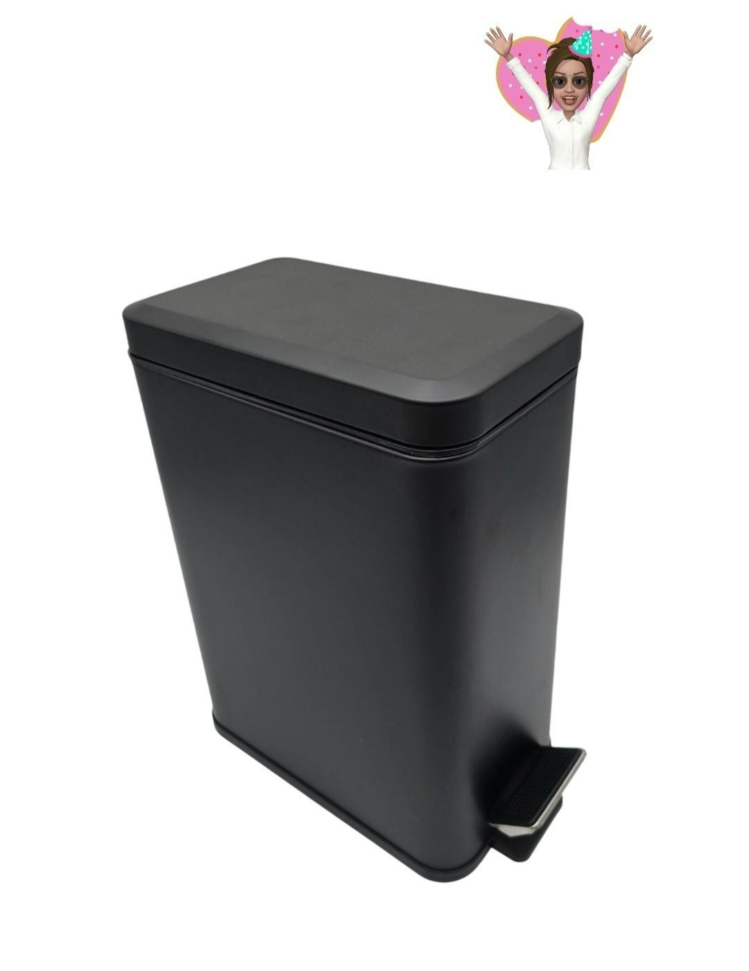 mDesign 2.6 Gallon Black Step-On Pedal Trash Can with Lid gallery