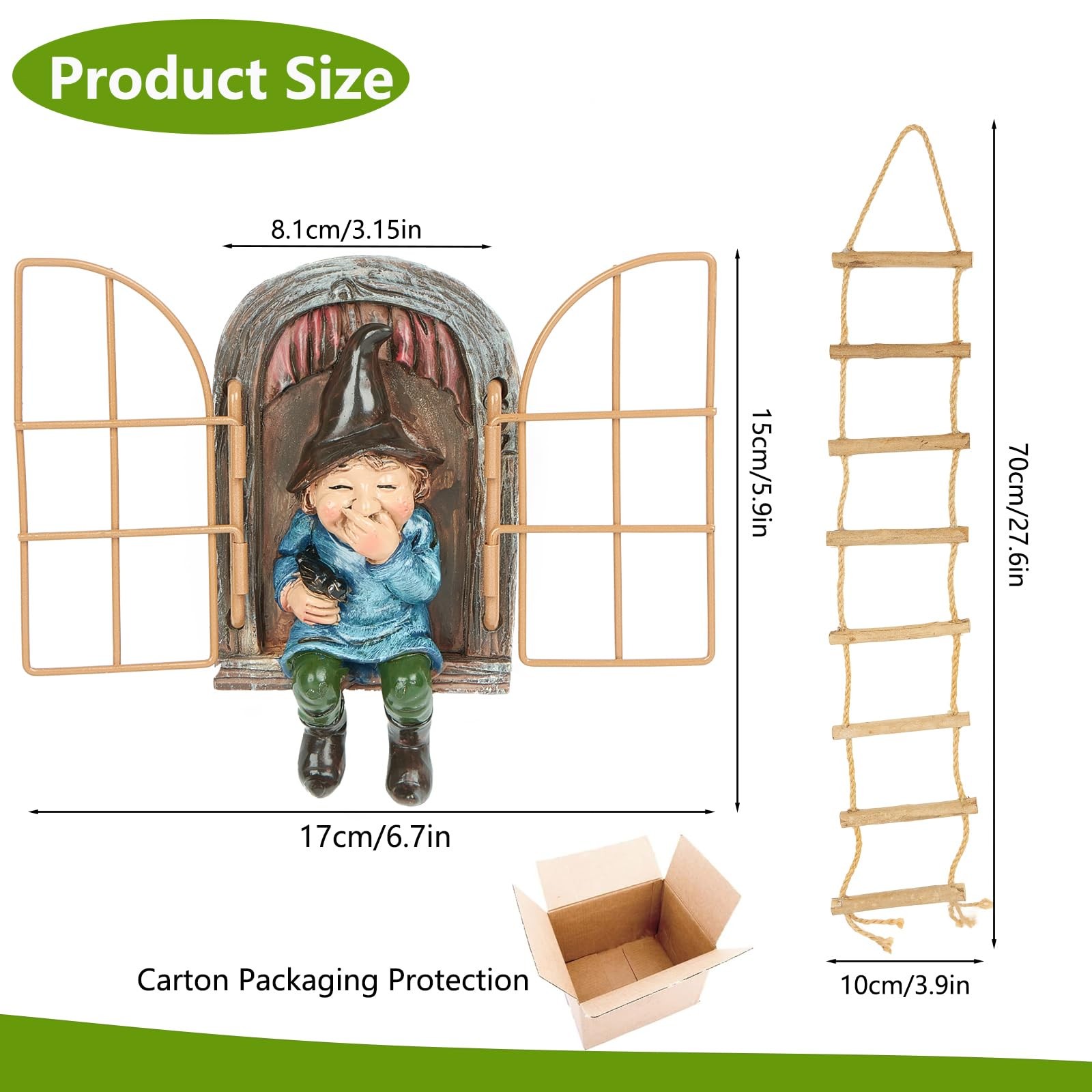 Garden Gnomes Decoration Outdoor Tree Faces Decor with Hanging Ladder for Yar... gallery