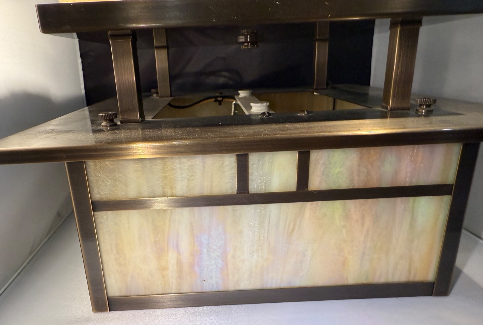 ARROYO CRAFTSMAN Huntington Bronze Lighting Fixture Gold White Iridescent Glass gallery