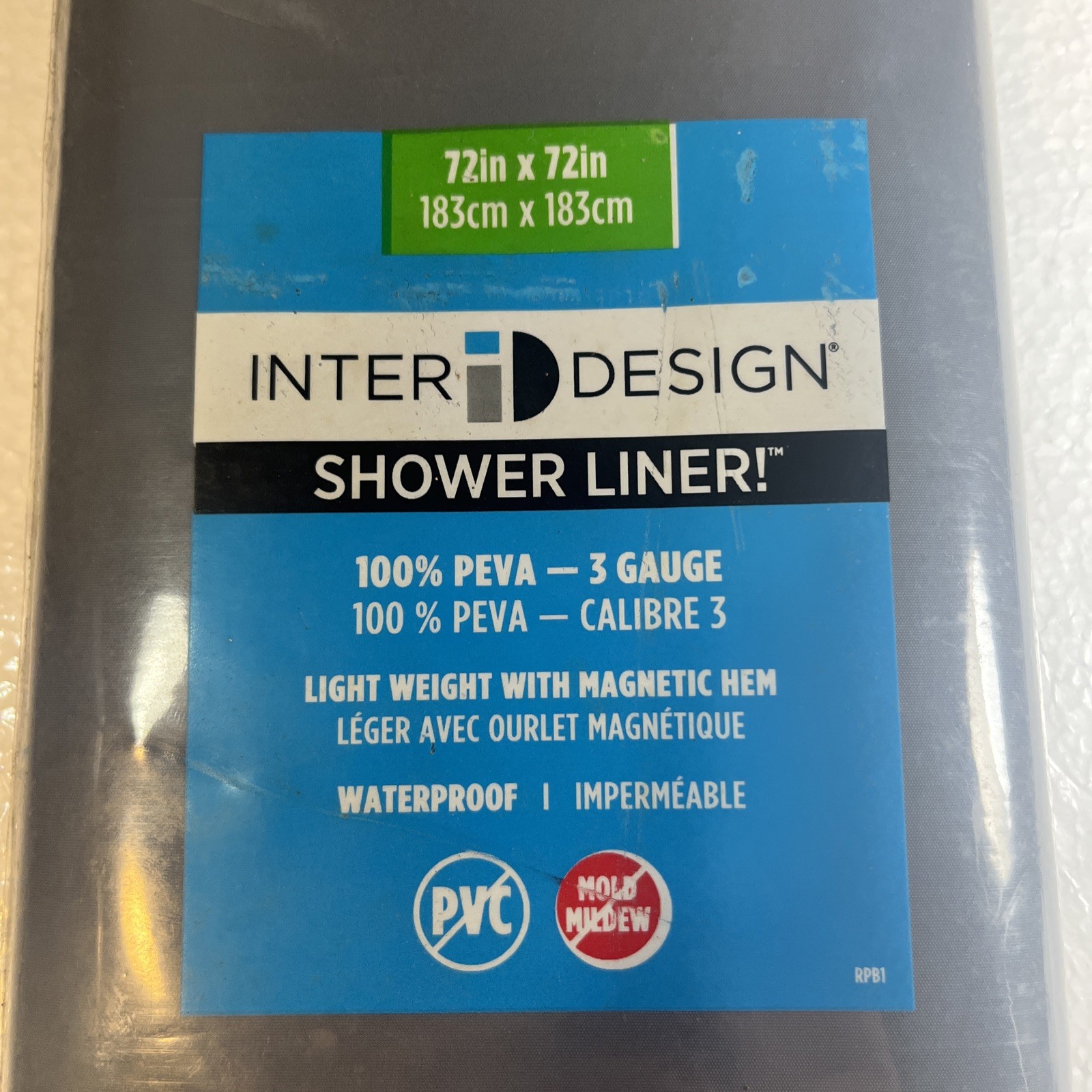INTER DESIGN Shower Liner! 72in X 183cm PEVA-3 GAUGE Light Weight ￼ gallery