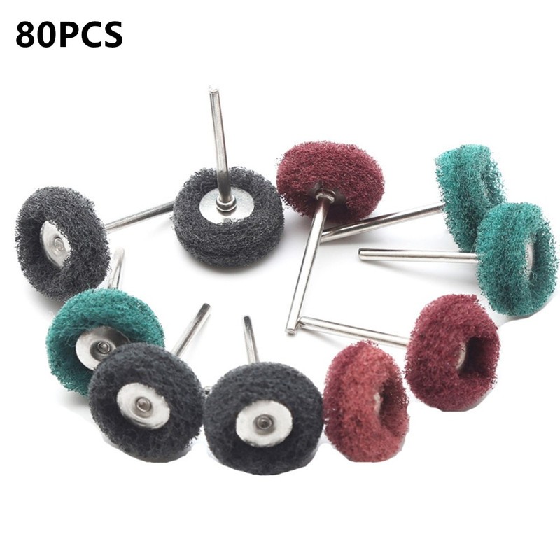 80Pack Abrasive Buffing Wheel Grinding Polishing Shank Craft Bits Rotary Tool gallery
