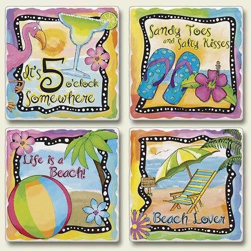 4 Tropical Beach Scenes Square Stone Coasters Set 4 Pack - 05-819 gallery
