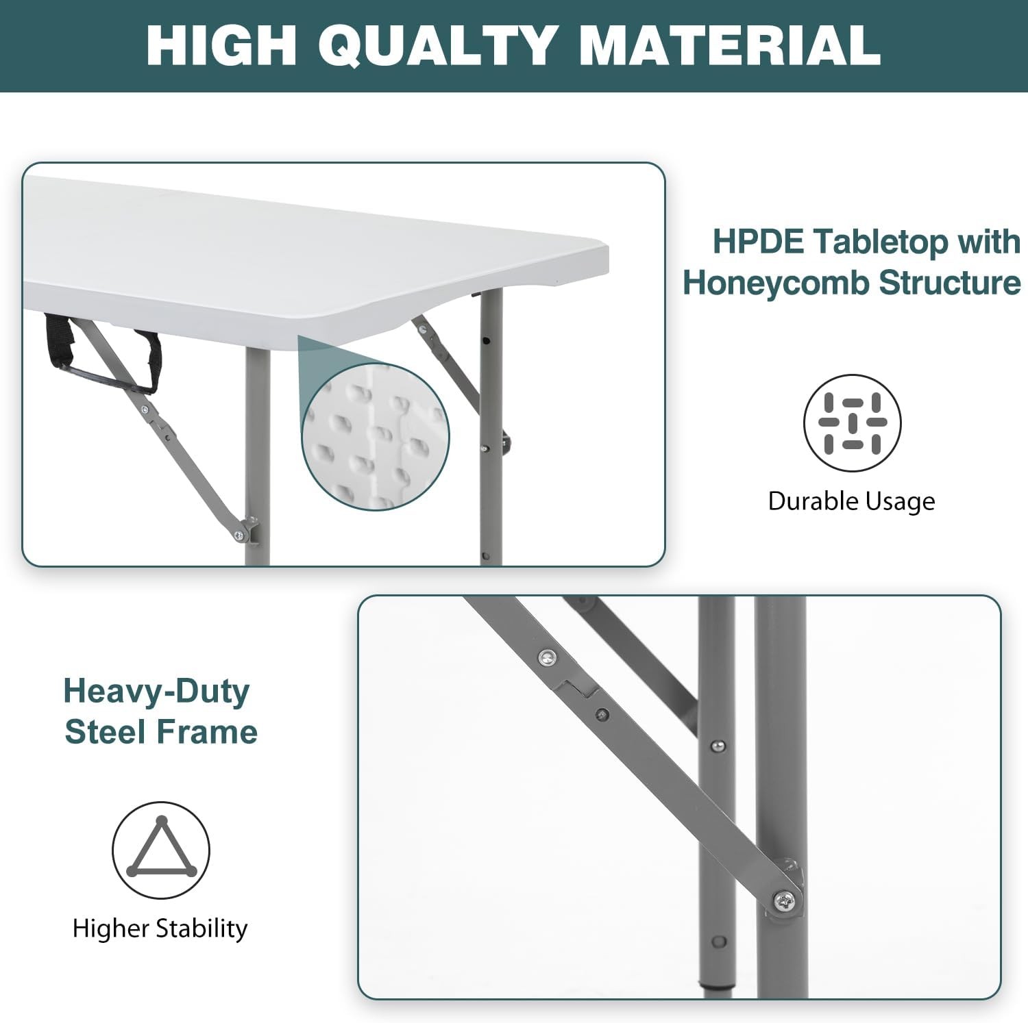 FDW 4 Foot Folding Outdoor Dining Table Portable Rectangular 330lb gallery
