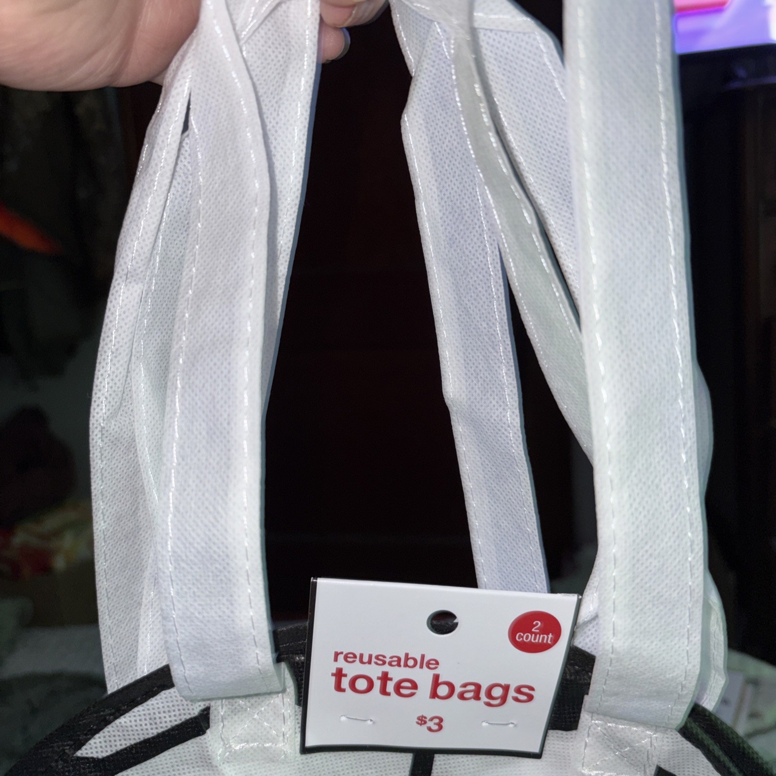 2 Count Reusable Plastic Tote Bags. Soccer Ball Shaped. Double Carrying Handles gallery