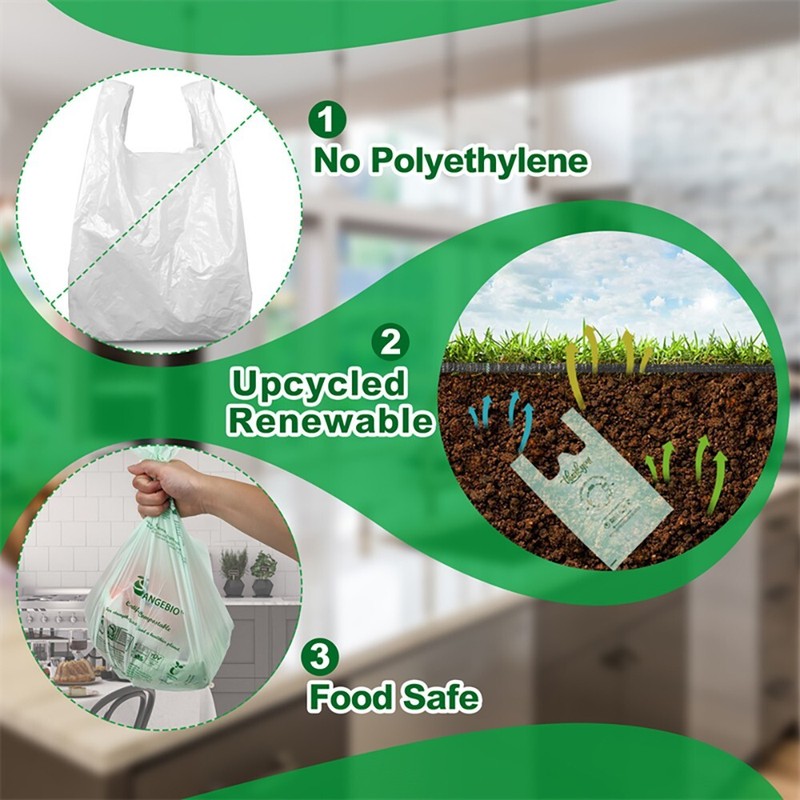 OrangeBio 100% Compostable Compostable Shopping Bags, 200 Count gallery