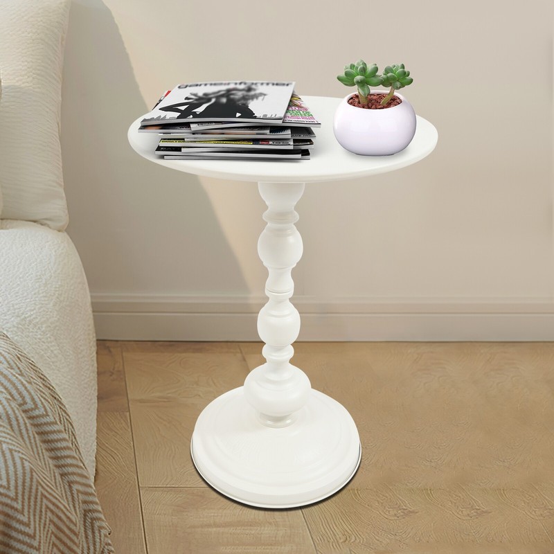 Round Side Table Retro Coffee End Table Small Accent Pedestal Table White Home gallery