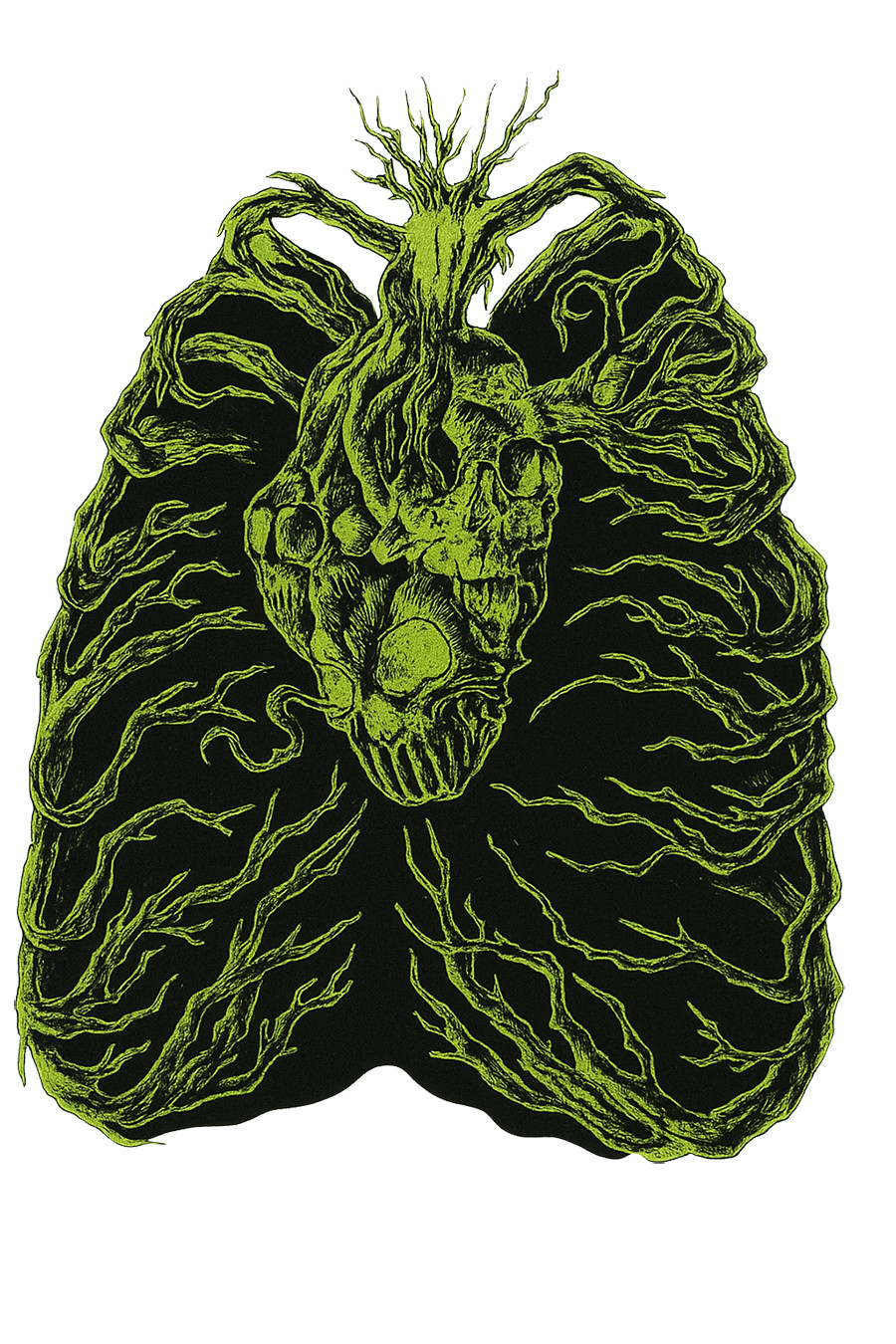 Skull tree with Roots that are Lungs (vinyl sticker) gallery