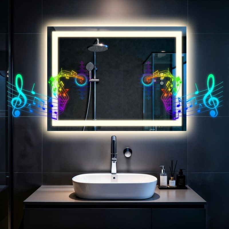 Oval/Round/Rectangle LED Lighted Bathroom Mirror Bluetooth Anti-fog Shatterproof gallery