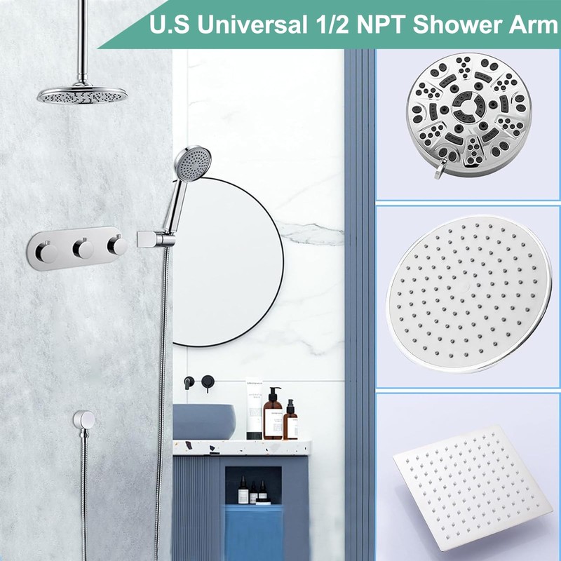 12 Inch Ceiling Mounted Shower Arm with Flange for Fixed Rain Shower Head gallery
