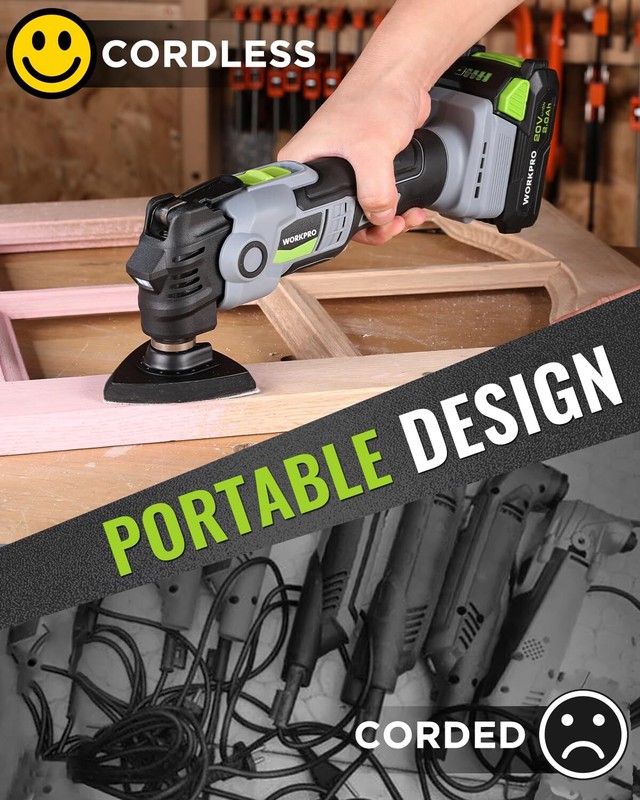 WORKPRO 20V Oscillating Tool Kit Cordless and Brushless 19,000 RPM Orbiting Tool gallery
