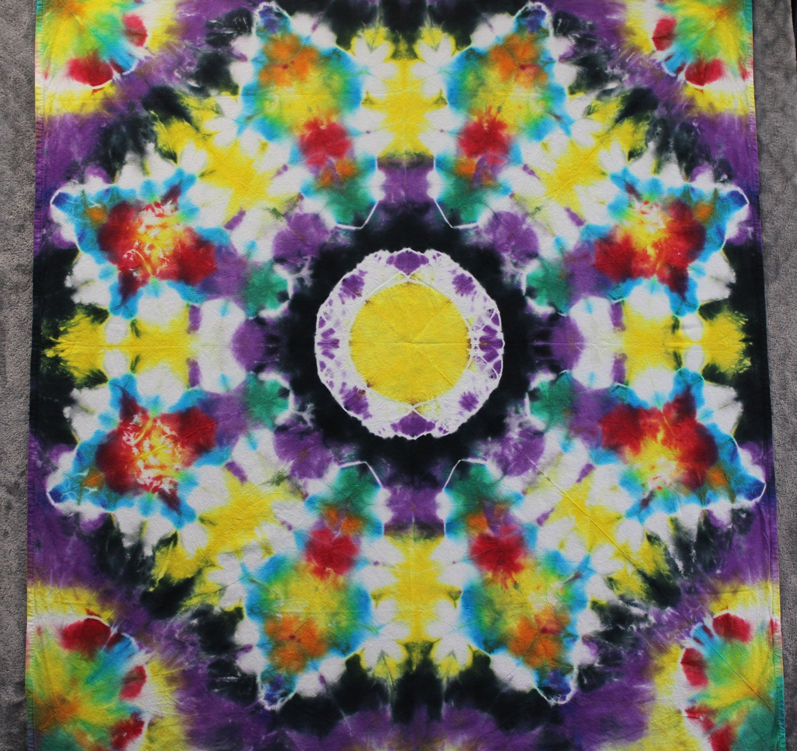 Tie-Dye Bursting Star Mandala Handmade Tapestry 3'x4' Cotton Wall Hanging Hippie gallery