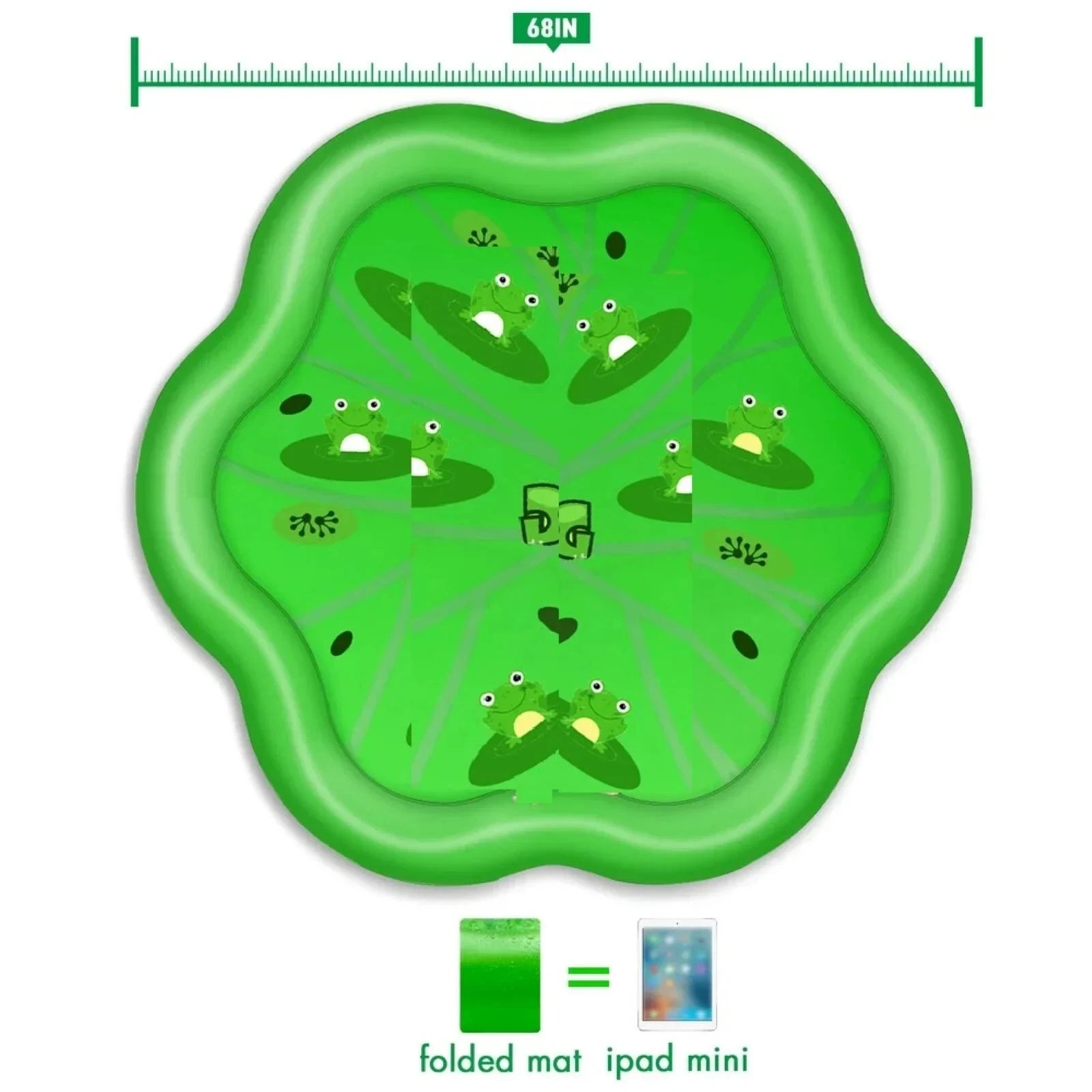 EPN 67'' Frog Splash Pad Outdoor Sprinkler Play Mat Kids Water Pool for Pets NEW gallery