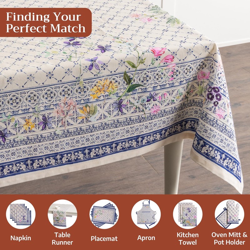 Table Cloth Rectangle Table 100% Cotton 60 x 90 Inches Tablecloth Reusable De... gallery