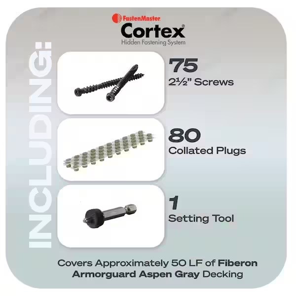 FastenMaster Cortex 2-1/2" Fiberon Decking Hidden Fastening 75 Screws ASPEN GRAY gallery
