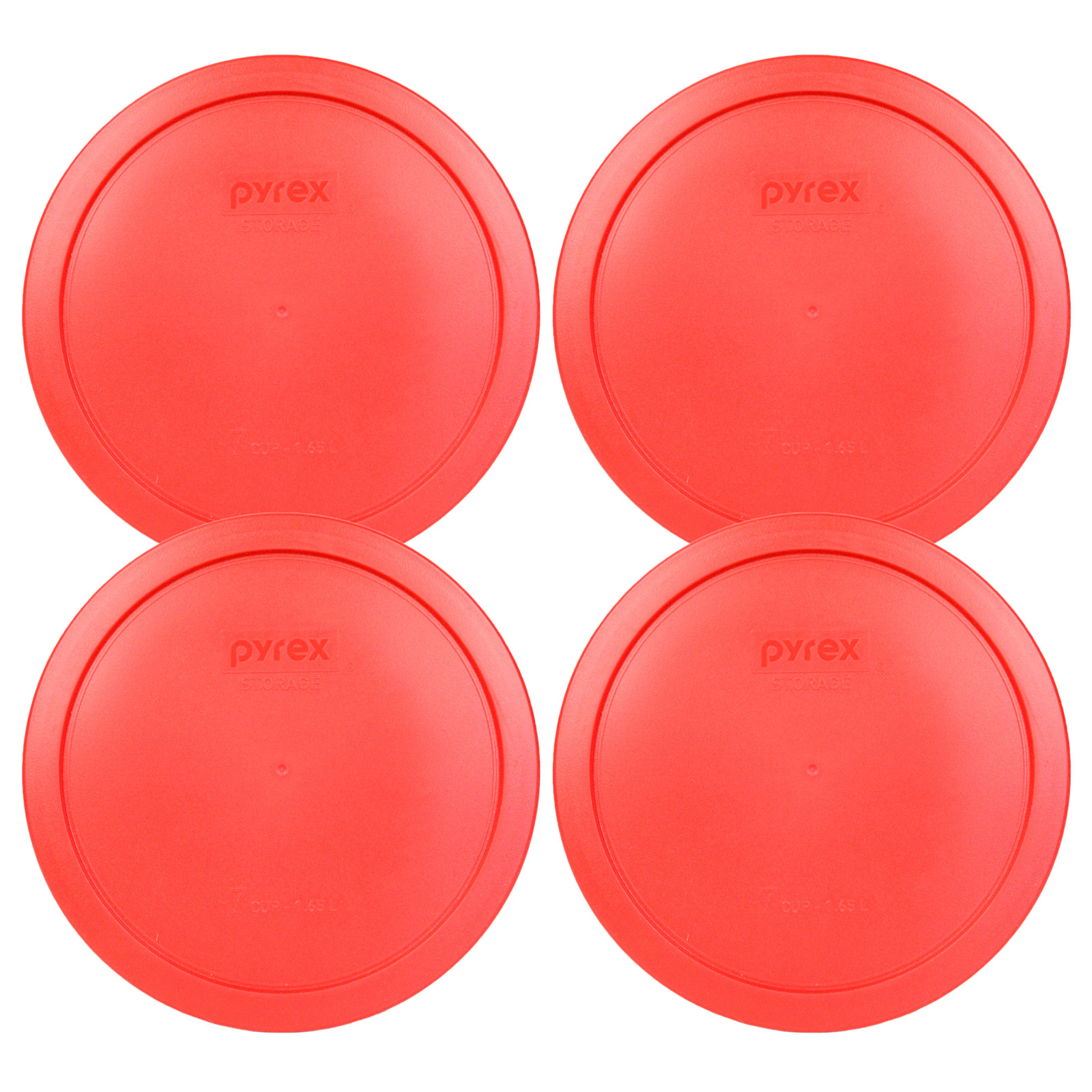 Pyrex 6/7 Cup Red Plastic Round Storage Lid Cover 7402-PC 4Pk for Glass Bowl New gallery