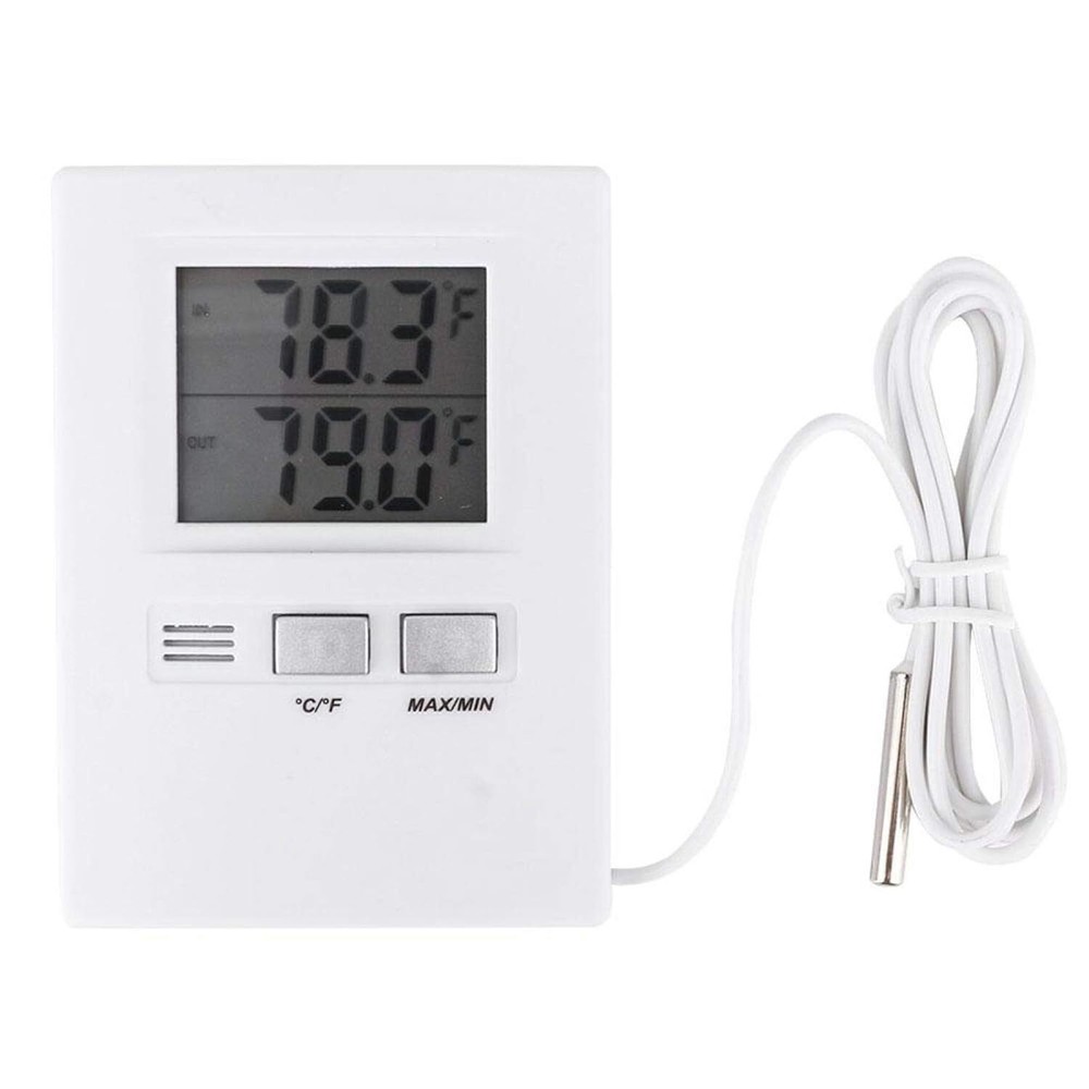 Digital Wired Thermometer With Large Lcd Display Indoor Outdoor Temperature M...
