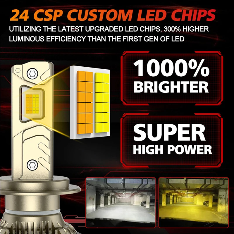 H4 LED Headlight Bluetooth APP Control Color 6000W H4 H7 LED H1 H11 LED Lights gallery