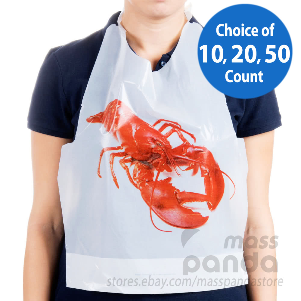 Royal Disposable Adult Size Poly Lobster Bibs with tie, Lightweight High Quality gallery