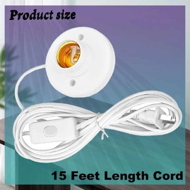 15 FT Light Bulb Base with Cord E26/E27 Light Socket with On/Off Switch, 110V-25 gallery