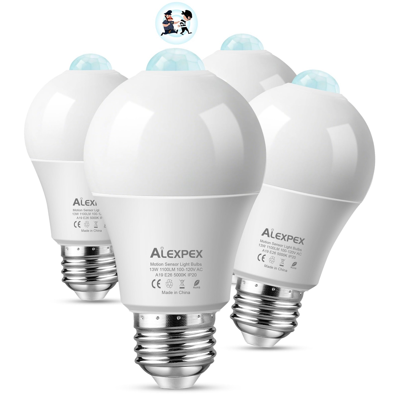 Motion Sensor Light Bulbs, 13W(100W Equivalent) 1100lm Motion Activated Auto ... gallery